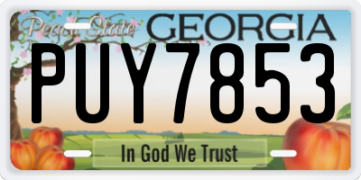 GA license plate PUY7853
