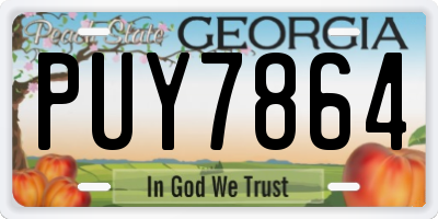 GA license plate PUY7864