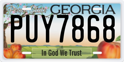 GA license plate PUY7868