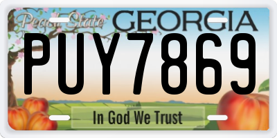 GA license plate PUY7869