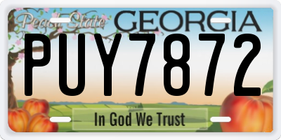 GA license plate PUY7872