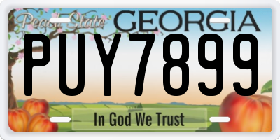 GA license plate PUY7899