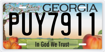GA license plate PUY7911