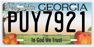 GA license plate PUY7921
