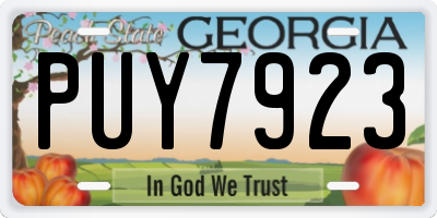 GA license plate PUY7923
