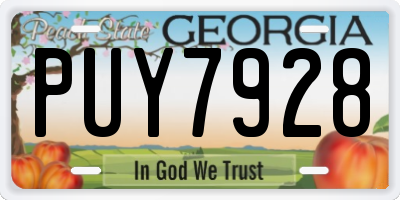 GA license plate PUY7928
