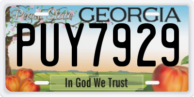 GA license plate PUY7929