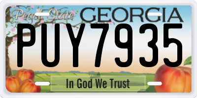 GA license plate PUY7935