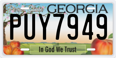 GA license plate PUY7949