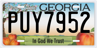 GA license plate PUY7952