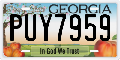 GA license plate PUY7959