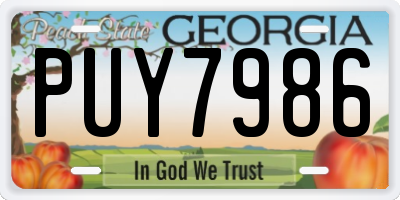 GA license plate PUY7986