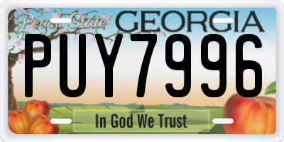 GA license plate PUY7996