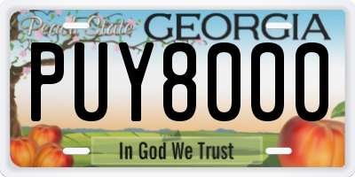 GA license plate PUY8000