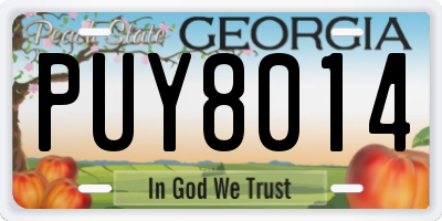GA license plate PUY8014