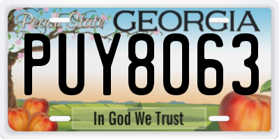 GA license plate PUY8063