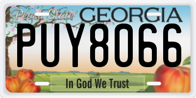 GA license plate PUY8066