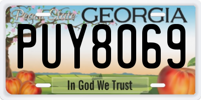 GA license plate PUY8069
