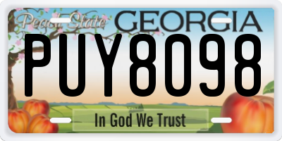 GA license plate PUY8098