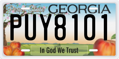 GA license plate PUY8101