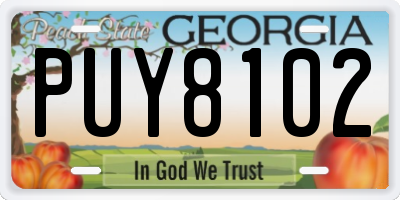 GA license plate PUY8102
