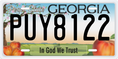 GA license plate PUY8122
