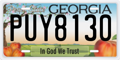 GA license plate PUY8130
