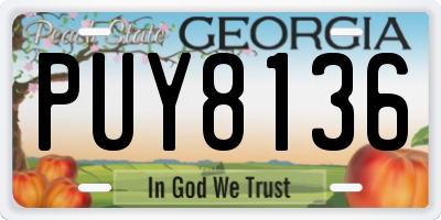 GA license plate PUY8136