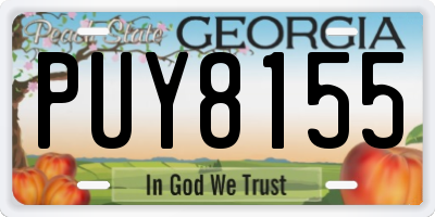 GA license plate PUY8155
