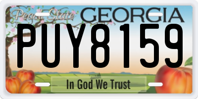 GA license plate PUY8159