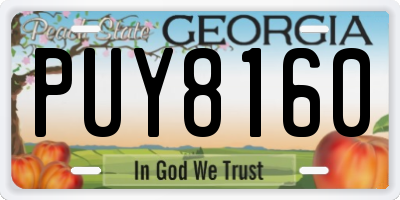 GA license plate PUY8160