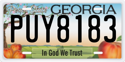 GA license plate PUY8183