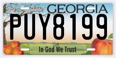 GA license plate PUY8199