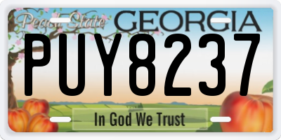 GA license plate PUY8237