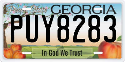 GA license plate PUY8283