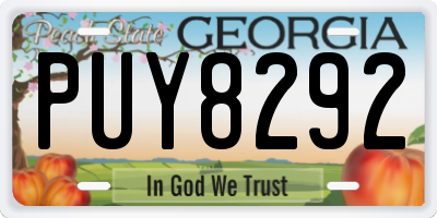 GA license plate PUY8292