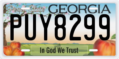 GA license plate PUY8299