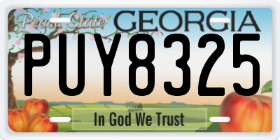 GA license plate PUY8325