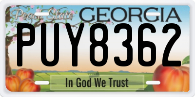 GA license plate PUY8362