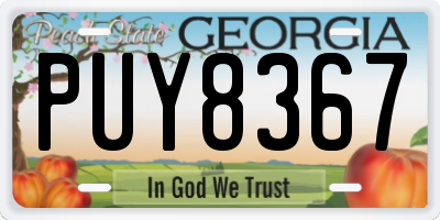 GA license plate PUY8367