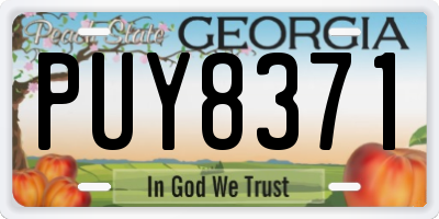 GA license plate PUY8371