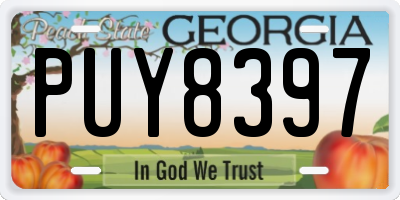 GA license plate PUY8397
