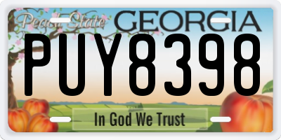 GA license plate PUY8398