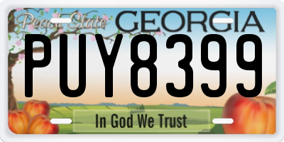 GA license plate PUY8399