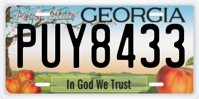GA license plate PUY8433
