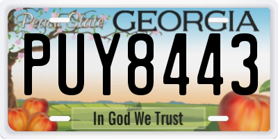 GA license plate PUY8443