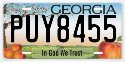 GA license plate PUY8455
