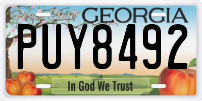 GA license plate PUY8492