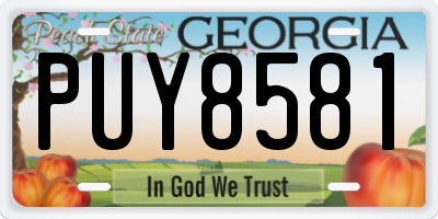 GA license plate PUY8581