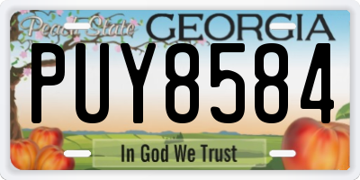 GA license plate PUY8584